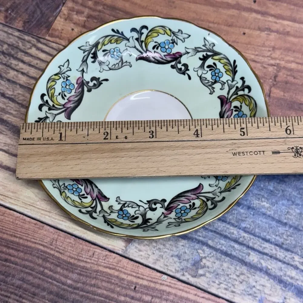 Set Of 2 Tuscan Fine English Bone China England‎ Saucers Pale Pink Green Plates